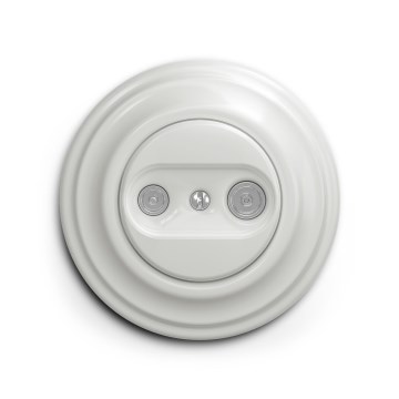 Reblig - Retro TV+R (pass-through) outlet with frame ceramic white