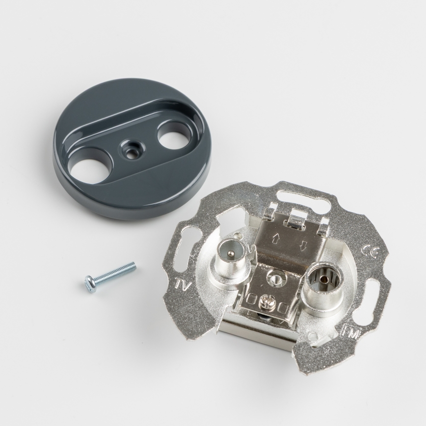 Reblig - Retro TV+Radio End-of-Line Socket with Frame, Anthracite