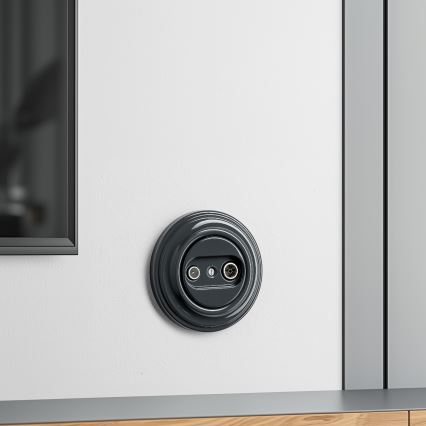 Reblig - Retro TV+Radio End-of-Line Socket with Frame, Anthracite