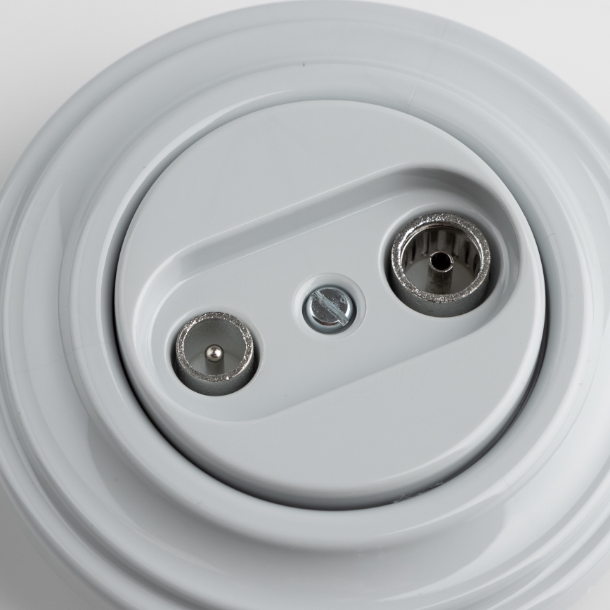 Reblig - Retro TV+Radio pass-through socket with frame, grey