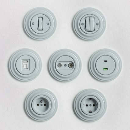 Reblig - Retro TV+Radio pass-through socket with frame, grey