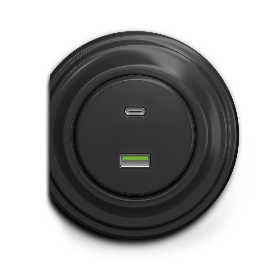 Reblig - Retro USB A+C Socket, Frameless, Anthracite