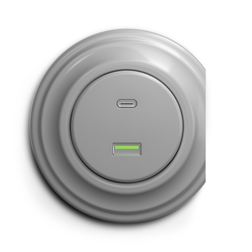 Reblig - Retro USB Outlet A+C Frameless Gray