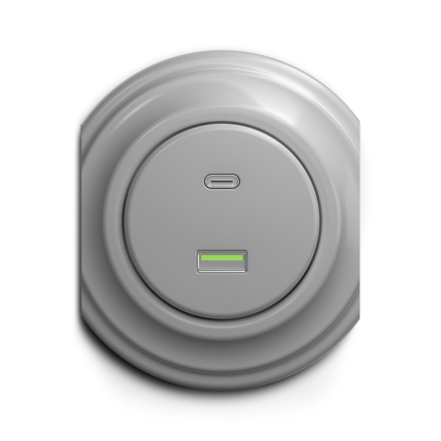 Reblig - Retro USB Outlet A+C Frameless Gray