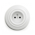 Reblig - Retro wall socket with frame, 230 V, snow white