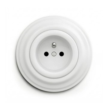 Reblig - Retro wall socket with frame, 230 V, snow white