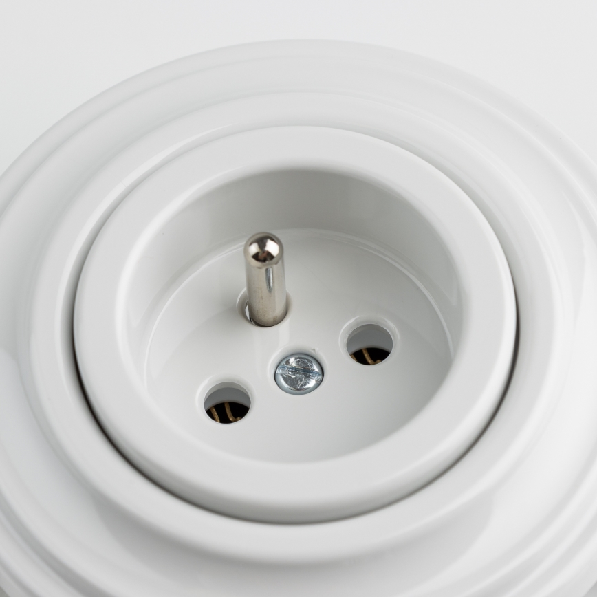 Reblig - Retro wall socket with frame, 230 V, snow white