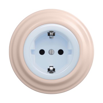 Reblig - Retro wall socket with frame SCHUKO 230V/16A blue/antique pink