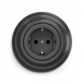 Reblig - Retro wall socket with SCHUKO frame, 230V/16A, anthracite