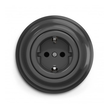 Reblig - Retro wall socket with SCHUKO frame, 230V/16A, anthracite