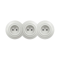 Reblig - Triple Retro Household Socket with Frame 230V White Ceramic