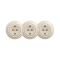Reblig - Triple Retro Residential Schuko Socket with Frame, 230 V, Beige