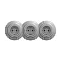 Reblig - Triple Retro Schuko 230 V Home Socket with Frame, Grey