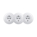 Reblig - Triple Retro SCHUKO Household Socket with Frame, 230V, Snow White