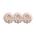 Reblig - Triple retro SCHUKO residential wall socket with frame, 230V, Dusty Rose