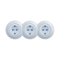 Reblig - Triple Retro Schuko Wall Socket with Frame, 230V, Blue