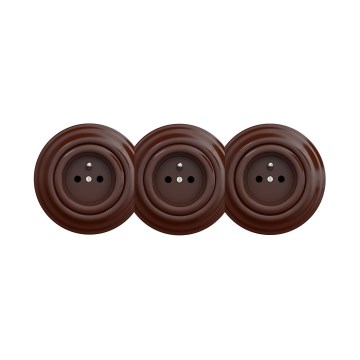 Reblig - Triple retro-style 230 V wall socket with frame, brown