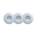 Reblig - Triple retro-style wall socket with frame, 230 V, blue