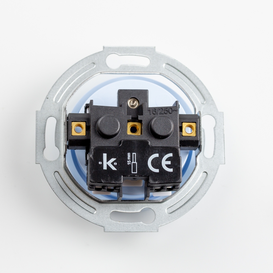 Reblig - Triple retro-style wall socket with frame, 230 V, blue