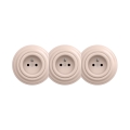 Reblig - Triple Retro Wall Socket with Frame, 230V, Antique Pink