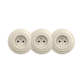 Reblig - Triple retro wall socket with frame 230V beige