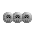 Reblig - Triple Retro Wall Socket with Frame, 230V, Grey