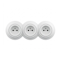 Reblig - Triple Retro Wall Socket with Frame, 230V, Snow White