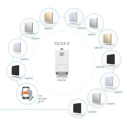 Receiver for kinetic wireless switches 12/24 V