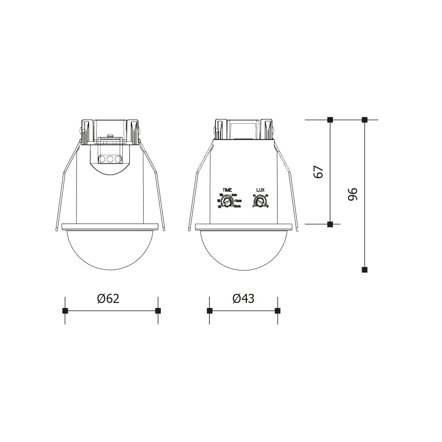 Recessed Ceiling 360° Motion Sensor 1200W/230V IP54 White