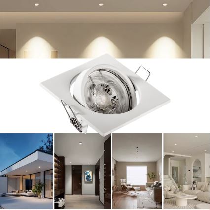 Recessed ceiling light 1x GU10/MR16/10W/230V 9x9 cm white
