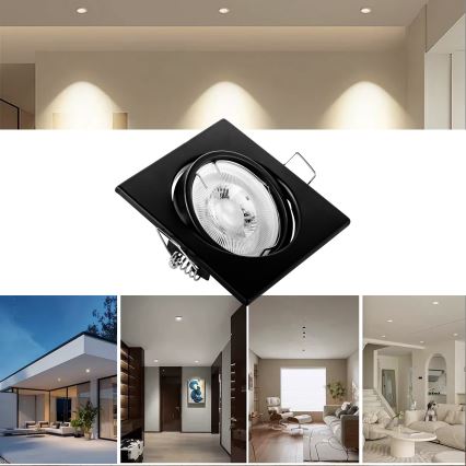 Recessed ceiling light 1xGU10/MR16/10W/230V 9x9 cm black