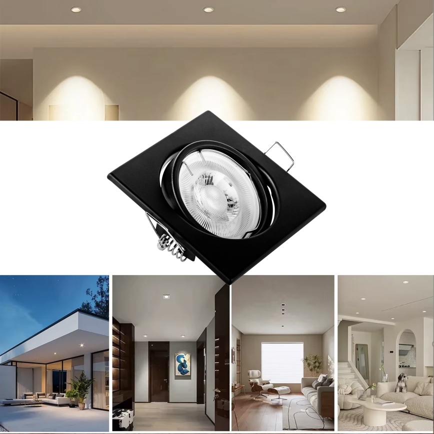 Recessed ceiling light 1xGU10/MR16/10W/230V 9x9 cm black
