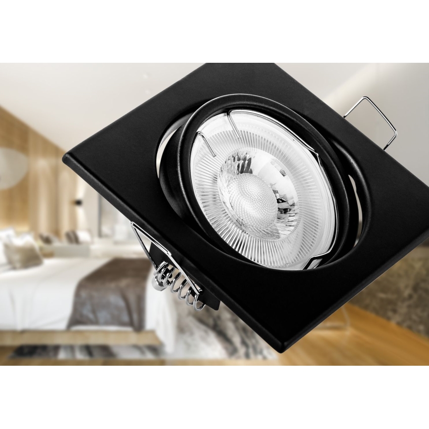 Recessed ceiling light 1xGU10/MR16/10W/230V 9x9 cm black