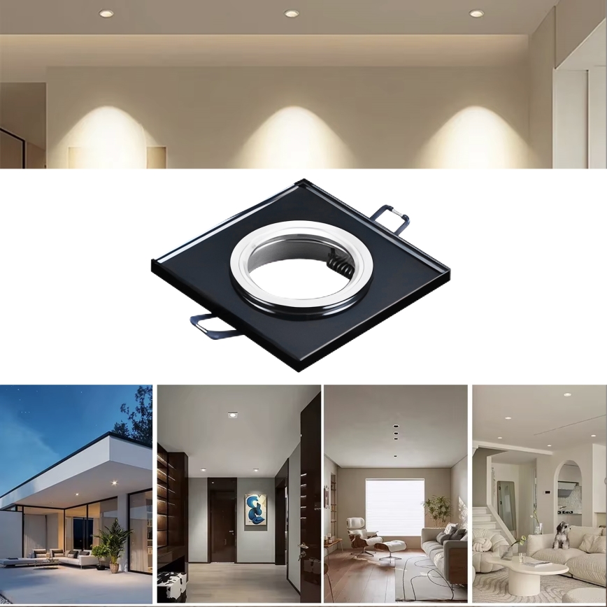Recessed ceiling light 1xGU10/MR16/10W/230V 9x9 cm black