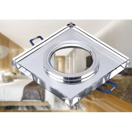 Recessed ceiling light 1xGU10/MR16/10W/230V 9x9 cm polished chrome
