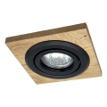Recessed ceiling light TOBBY 1xGU10/20W/230V 11.5x11.5 cm oak/black