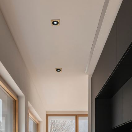 Recessed ceiling light TOBBY 1xGU10/20W/230V 11.5x11.5 cm oak/black