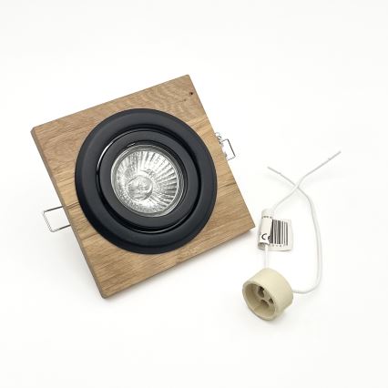 Recessed ceiling light TOBBY 1xGU10/20W/230V 11.5x11.5 cm oak/black