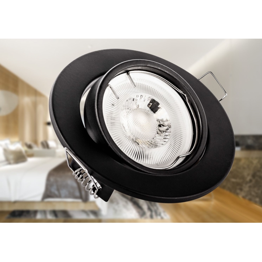 Recessed downlight 1x GU10/MR16 10W 230V Ø 9 cm black