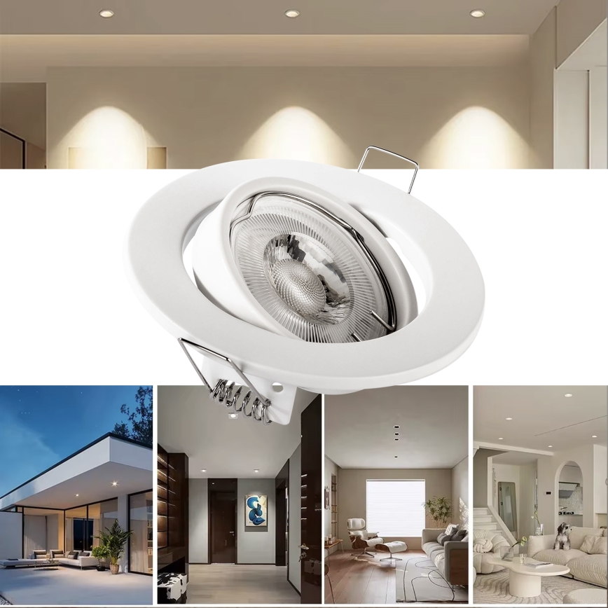 Recessed downlight 1xGU10/MR16/10W/230V Ø 9 cm white