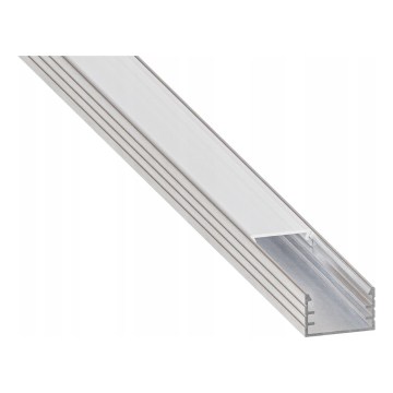 Recessed LED profile for LED strips, 1 m — Silver/White