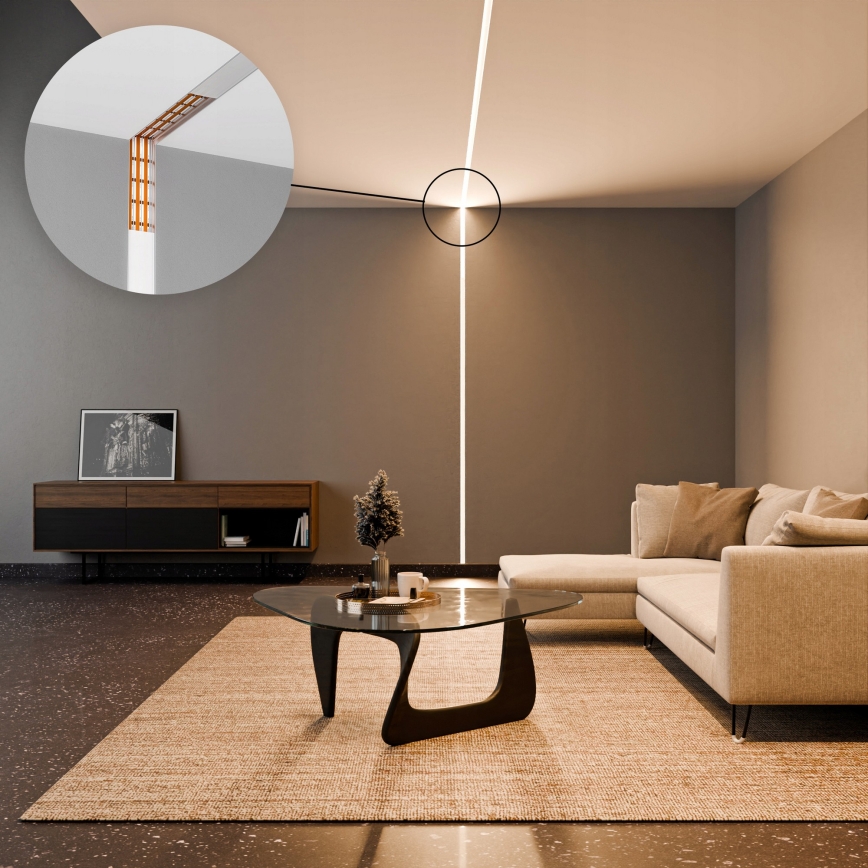 Recessed LED strip profile 1 m silver/white