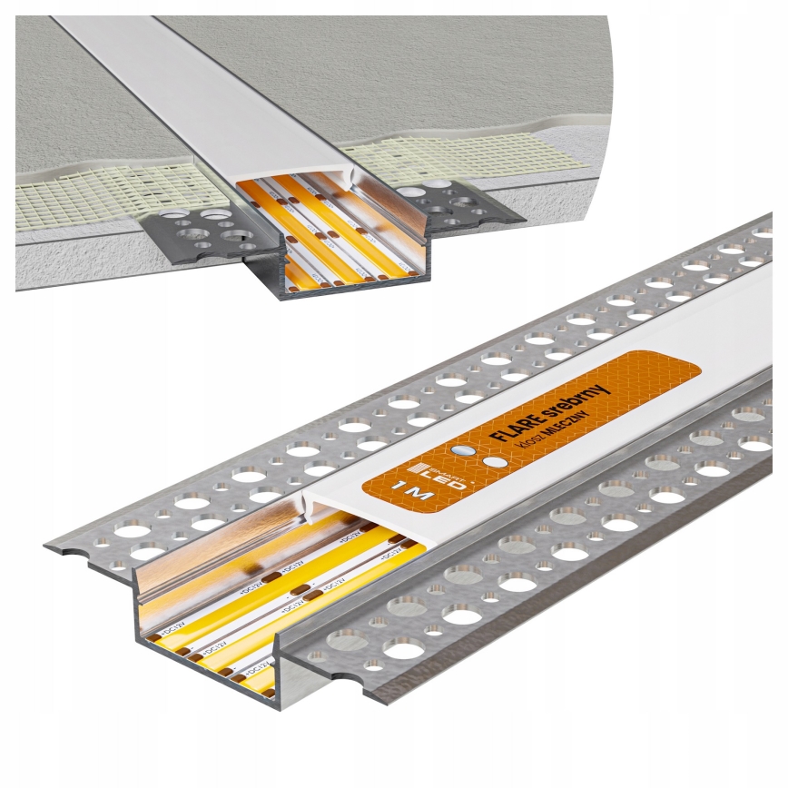 Recessed LED strip profile 1 m silver/white