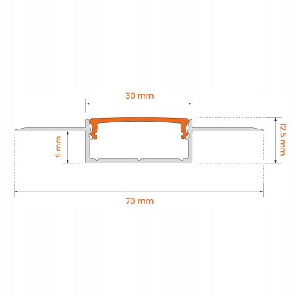 Recessed LED strip profile 1 m silver/white