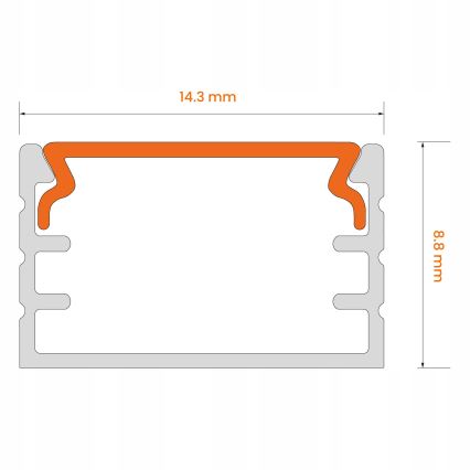 Recessed LED strip profile, 1 m, white