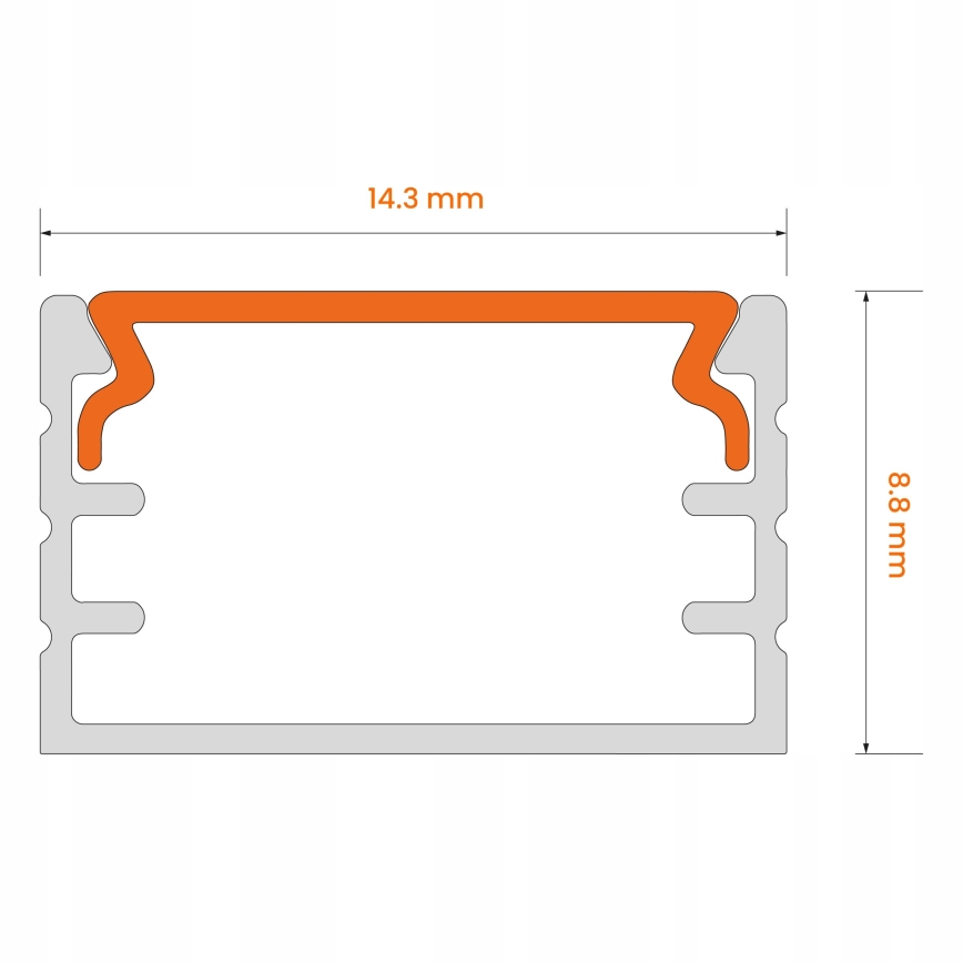 Recessed LED strip profile, 1 m, white