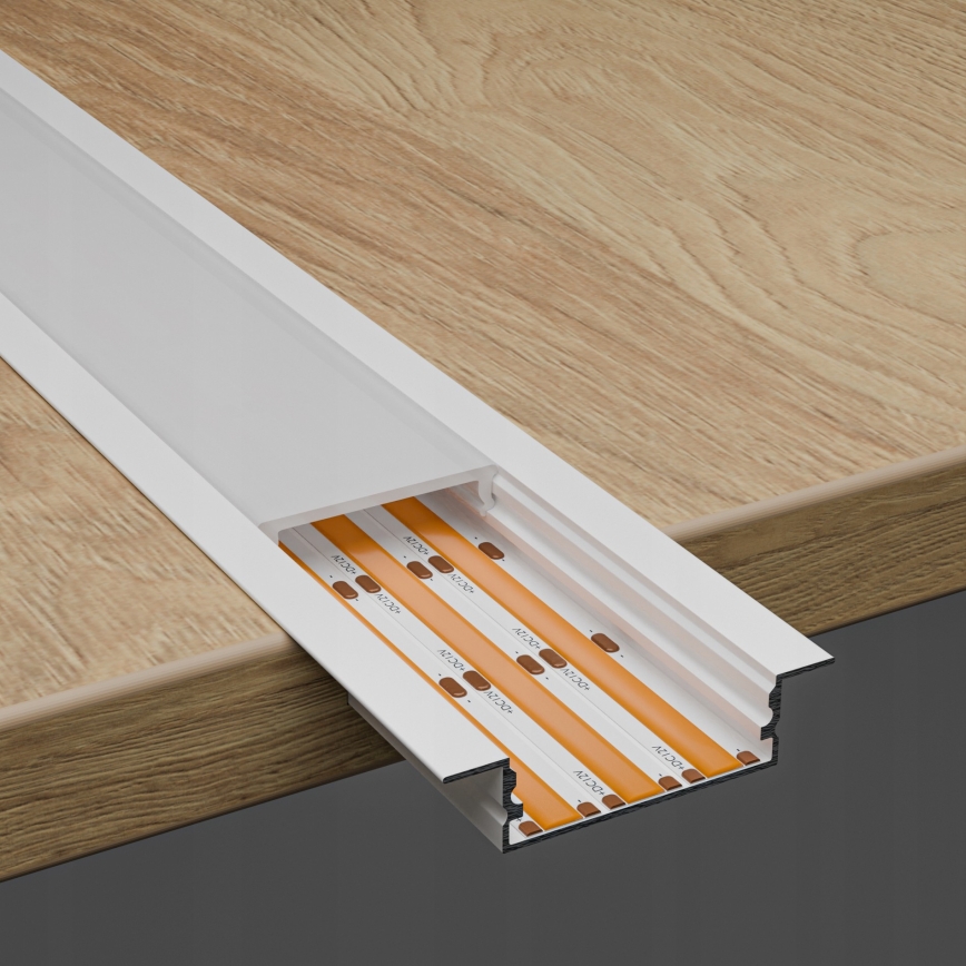 Recessed LED strip profile, 1 m, white