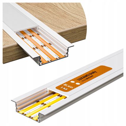 Recessed LED strip profile, 1 m, white