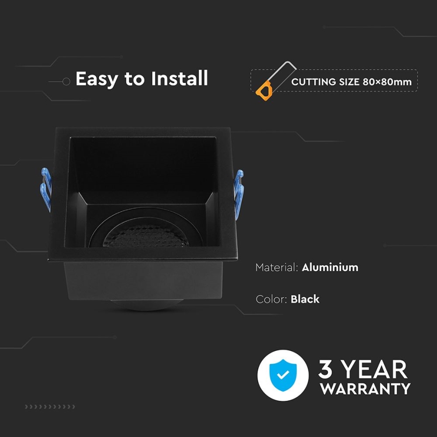 Recessed light GU10 9x9 cm black