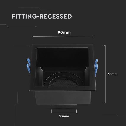 Recessed light GU10 9x9 cm black
